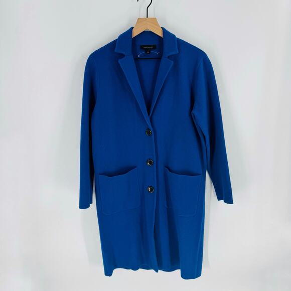 Ann Taylor Royal Blue Long Button Front Cardigan Coatigan Size Small - Picture 1 of 6